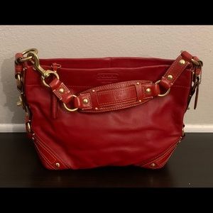 Coach Carly Cherry red hobo bag